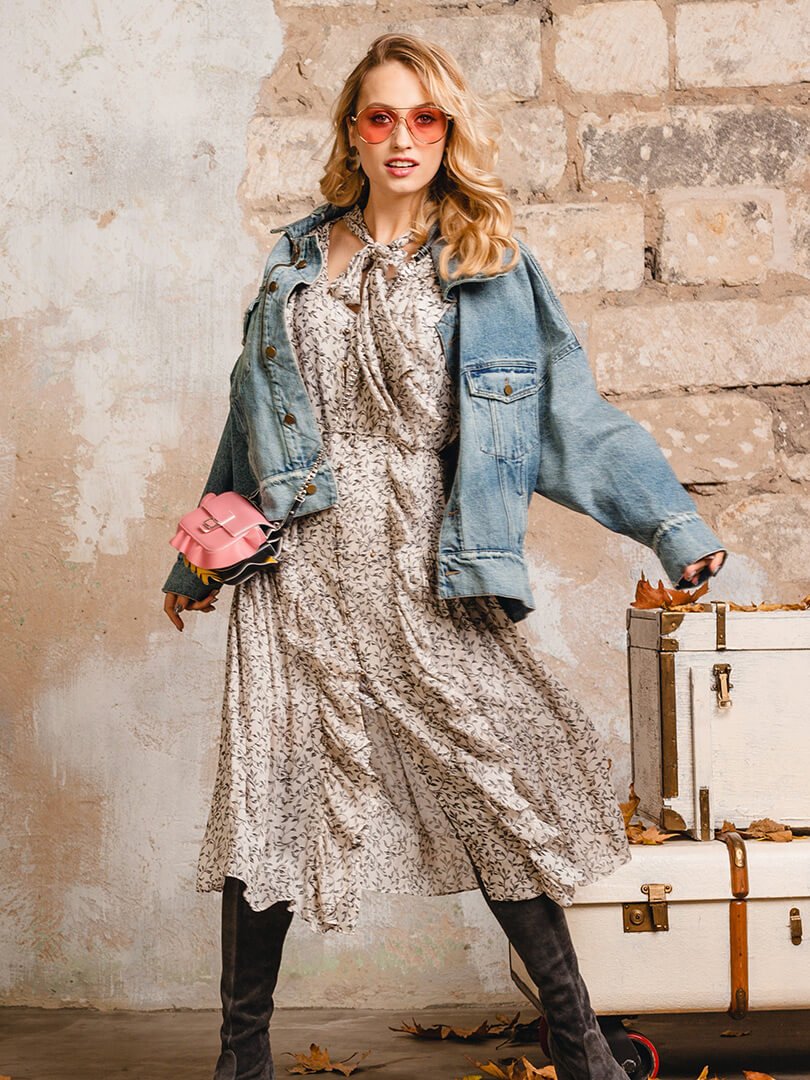 Woman in denim jacket and boots from TrendyAnyThings