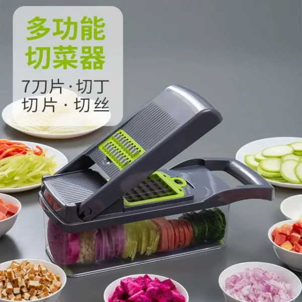 Cocina14/16 in 1 Multifunctional Vegetable Chopper Slicer Shredder with Basket Fruit Slicer Potato Shredder Carrot Grind Gadgets - Image 4