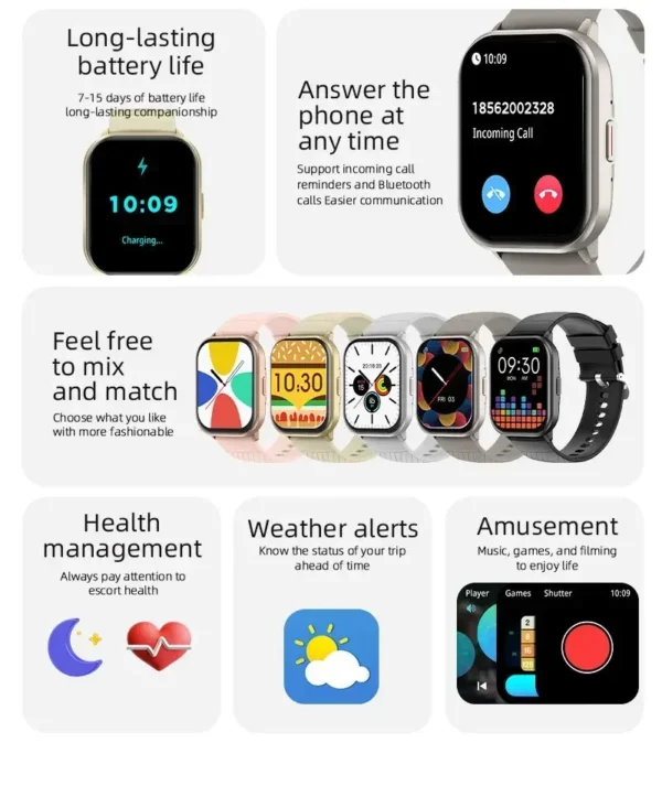 XIAOMI 2025 New AMOLED Smartwatch Men Bluetooth Call Fitness Tracker IP68 Waterproof Smart Watch for Men Women IOS Android - Image 2