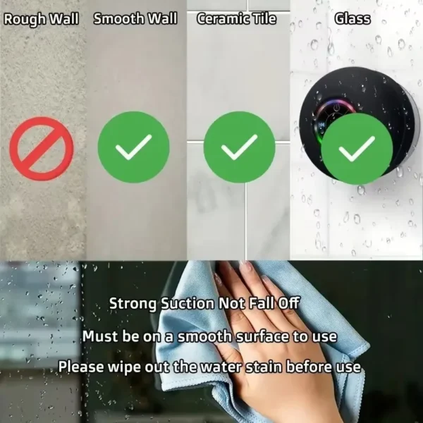 XIAOMI Portable Bluetooth Wireless Mini Speaker Waterproof Bluetooth Speaker LED Light with Suctio Bathroom Loudspeaker Box Home - Image 5