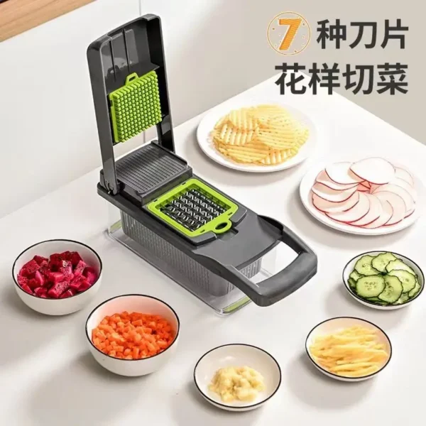 Cocina14/16 in 1 Multifunctional Vegetable Chopper Slicer Shredder with Basket Fruit Slicer Potato Shredder Carrot Grind Gadgets - Image 3
