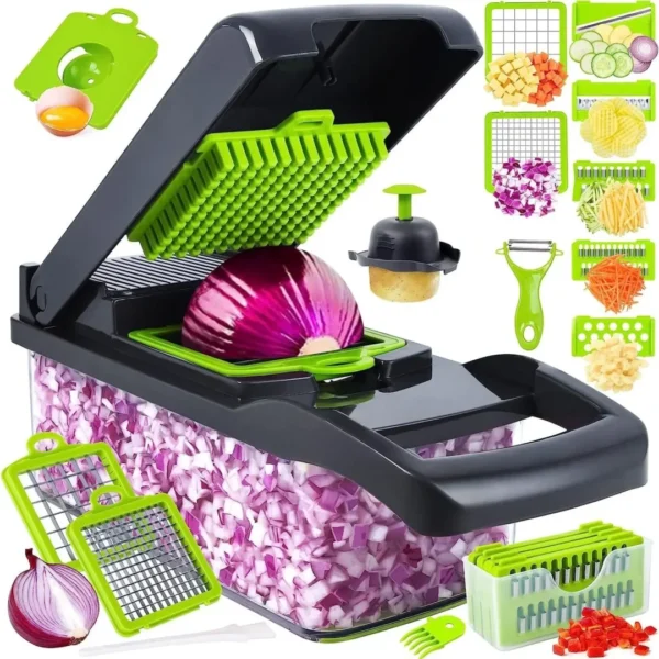 Cocina14/16 in 1 Multifunctional Vegetable Chopper Slicer Shredder with Basket Fruit Slicer Potato Shredder Carrot Grind Gadgets